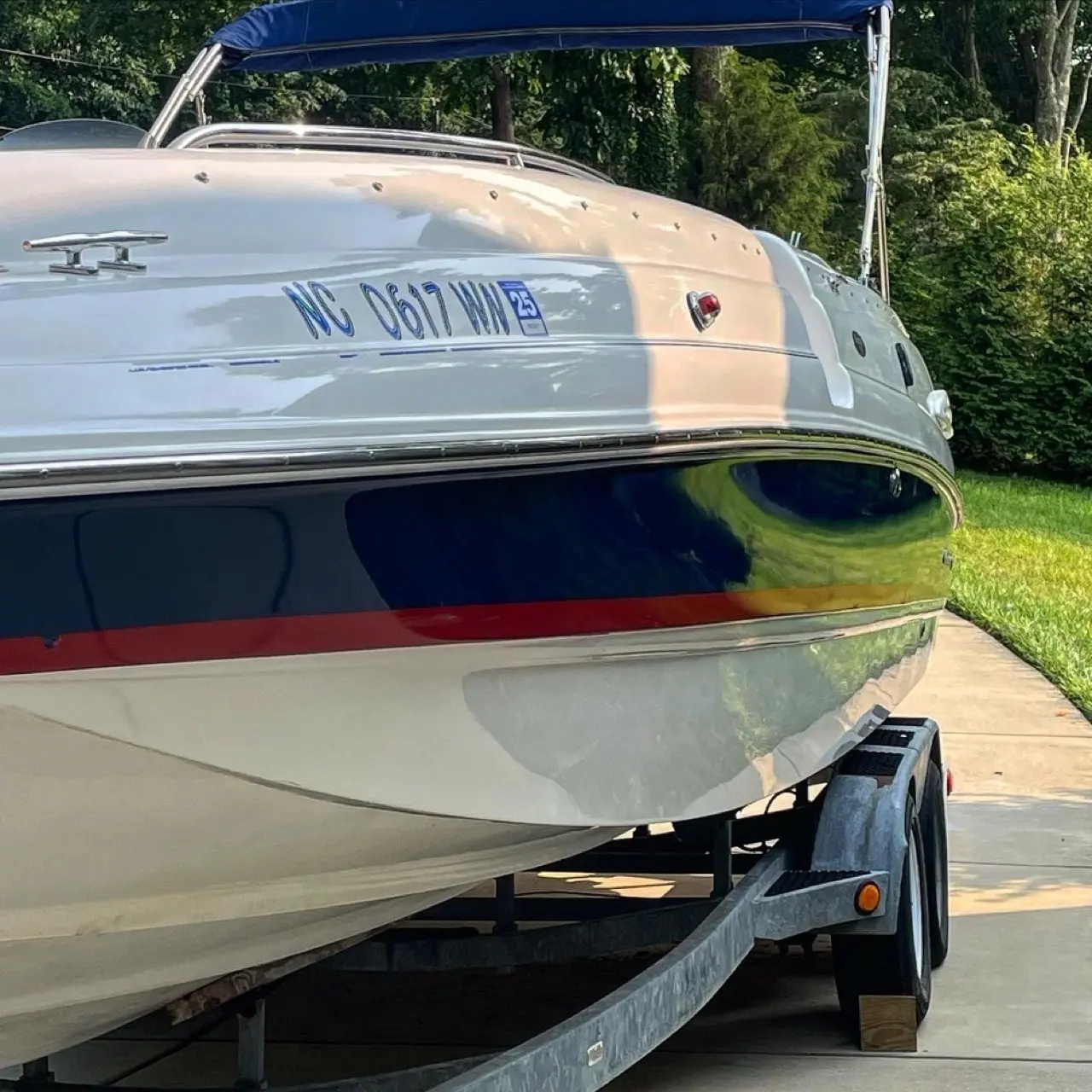 Cruiser hull after gelcoat correction